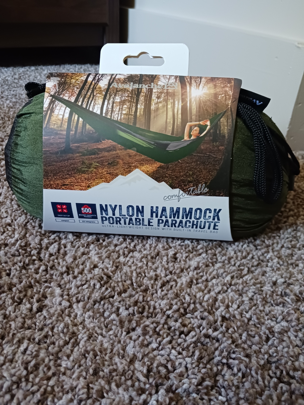 New Avalanche Nylon Hammock Portable Parachute - Olive Green